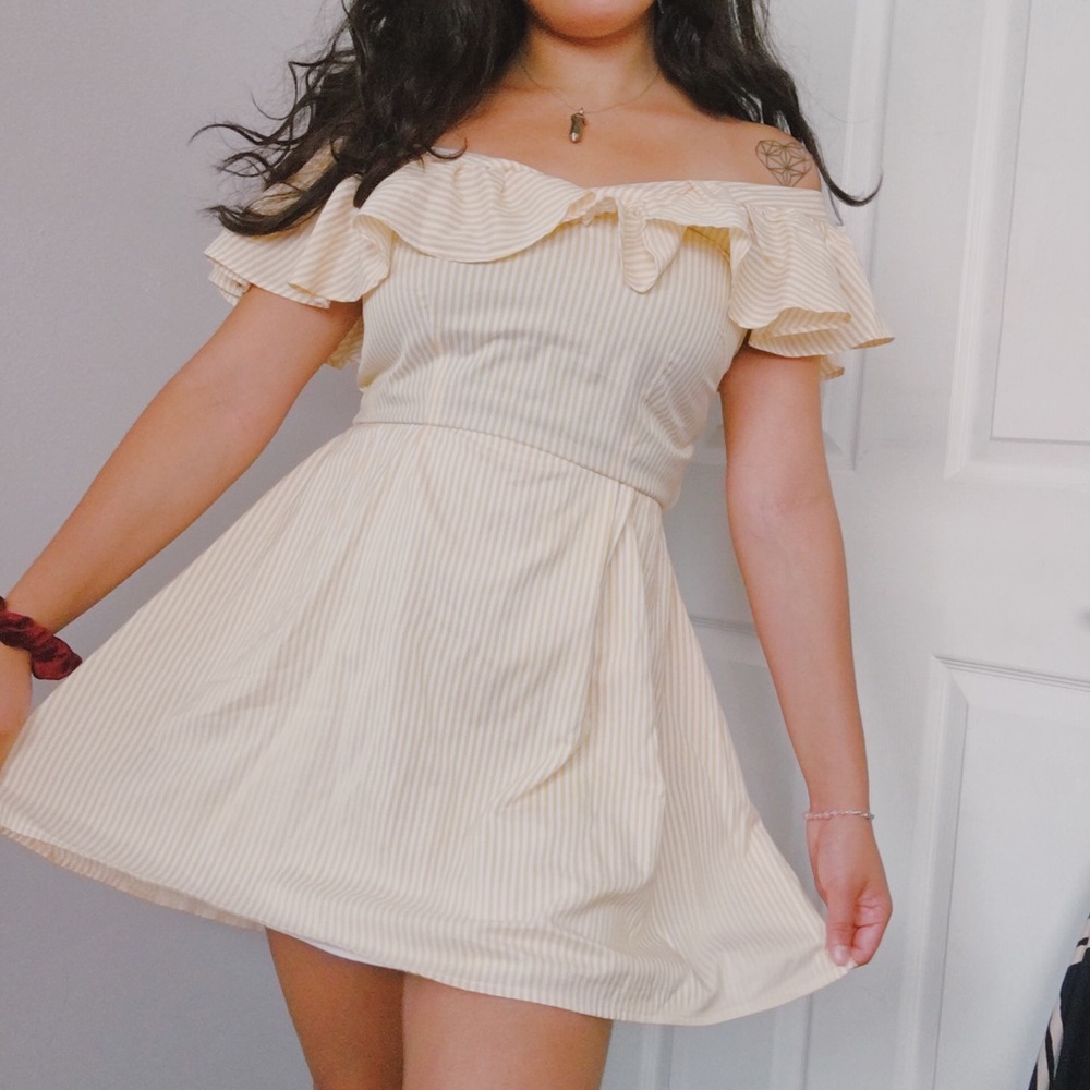 TREASURE&BOND yellow striped dress